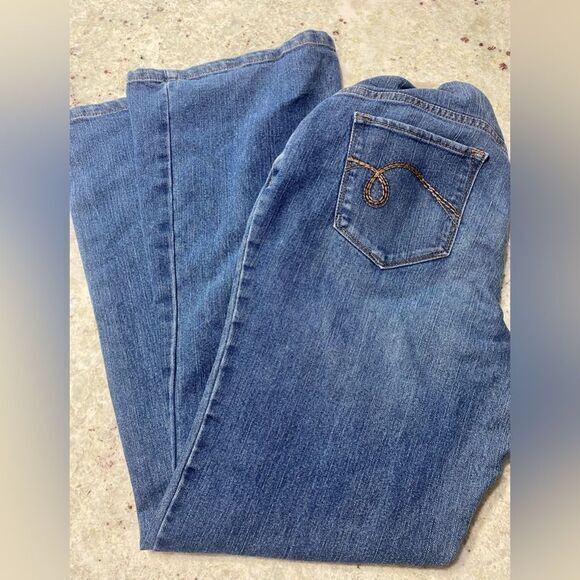 -‎ Women’s indigo, blue maternity boot, cut, jeans, size large - Picture 1 of 7